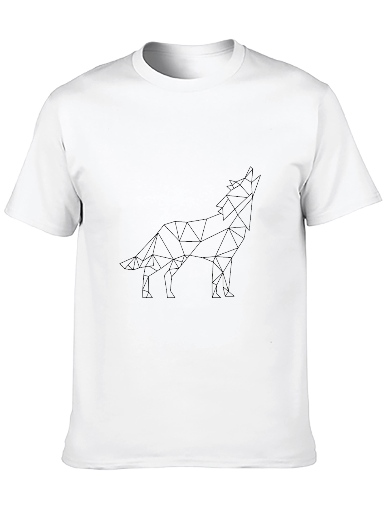 Geometric Wolf Graphic T-Shirt - Black