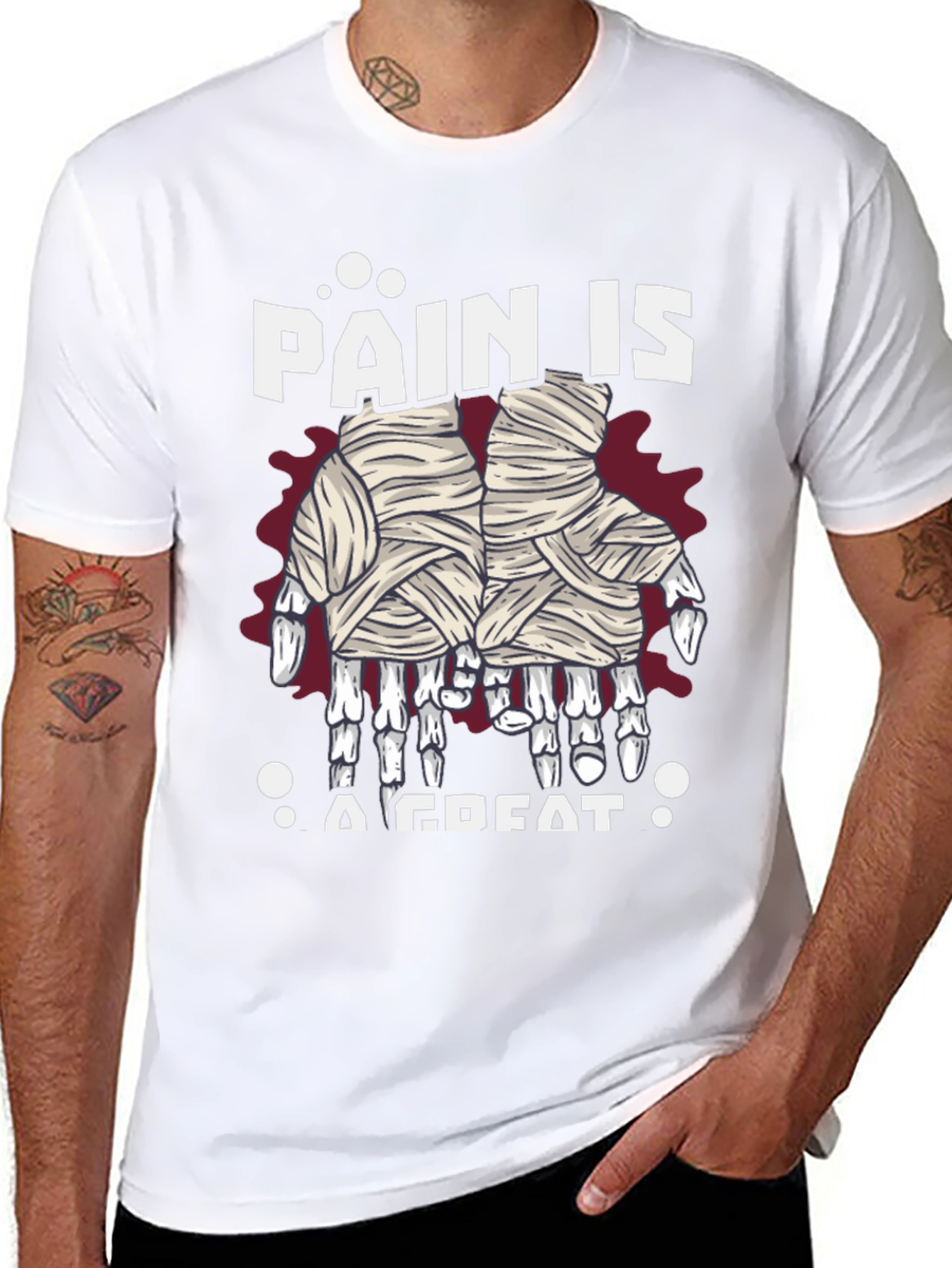 Pain is A Great Halloween Mummy Hands T-Shirt