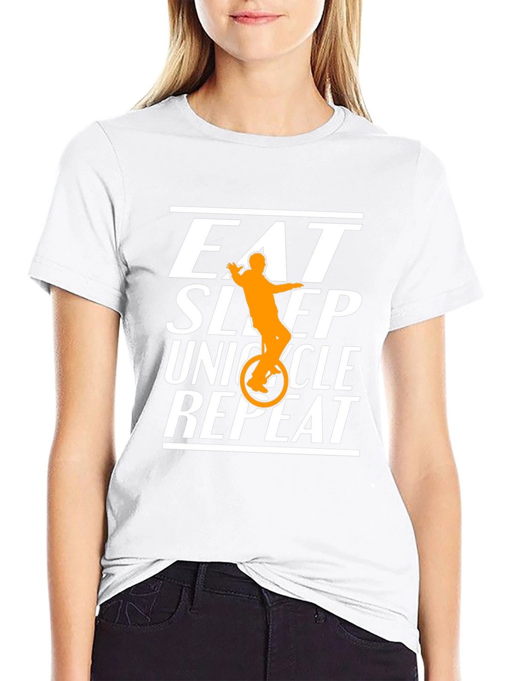 Eat Sleep Unicycle Repeat Black Graphic T-Shirt