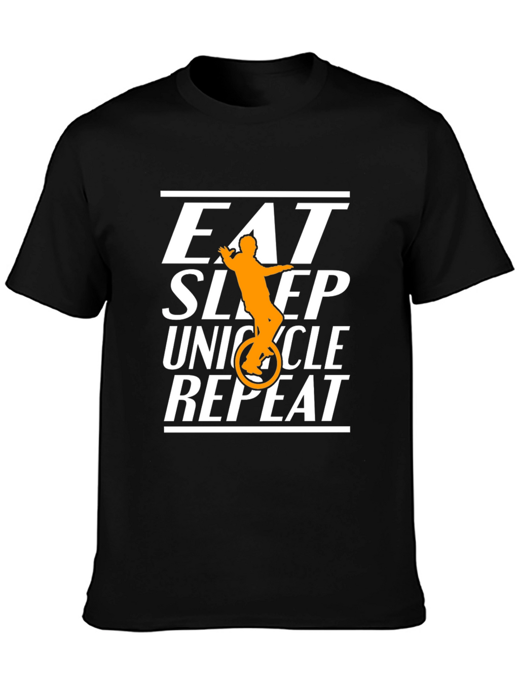 Eat Sleep Unicycle Repeat Black Graphic T-Shirt