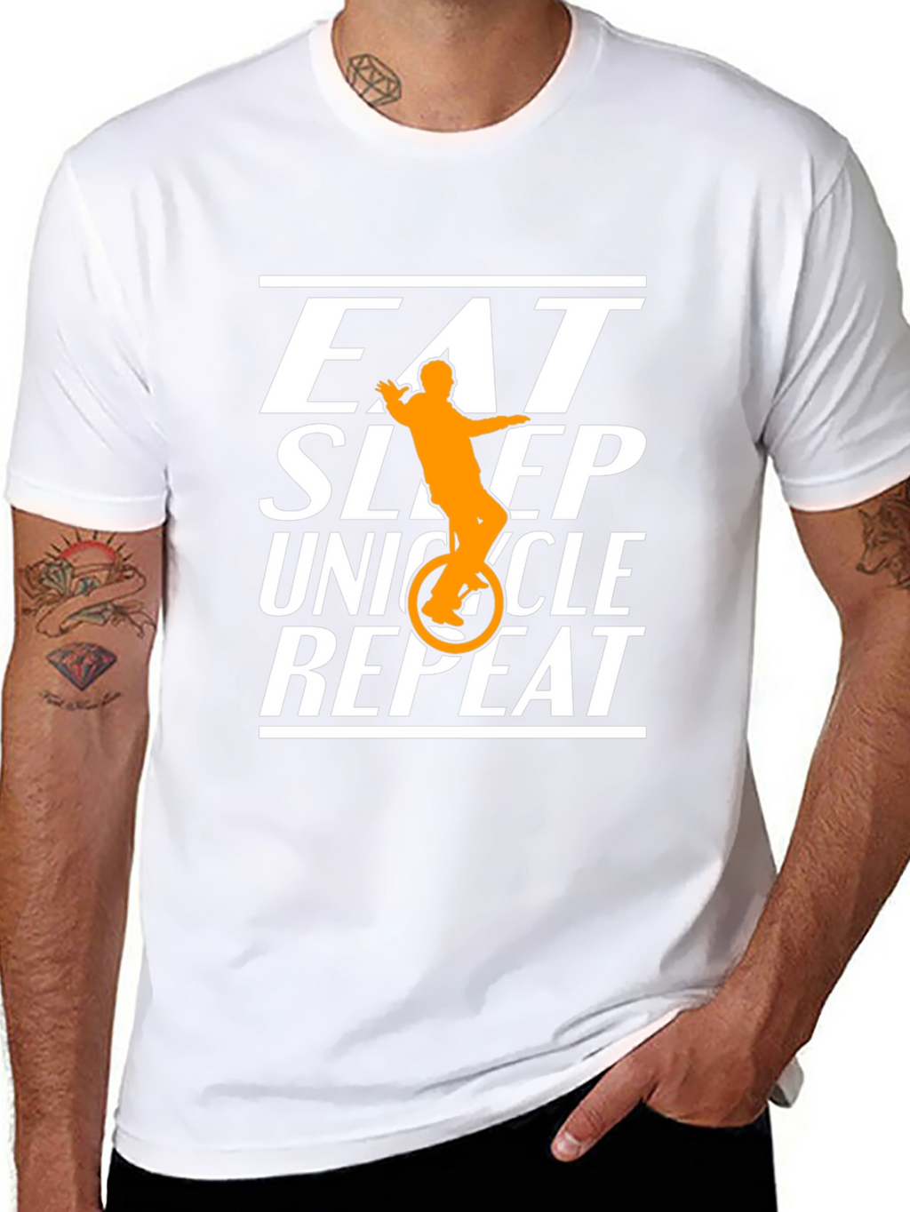 Eat Sleep Unicycle Repeat Black Graphic T-Shirt