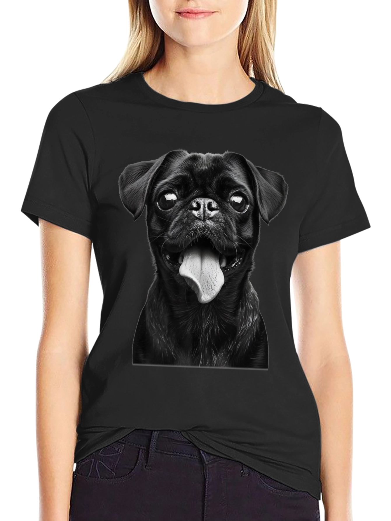 Black Pug Portrait Graphic Tee