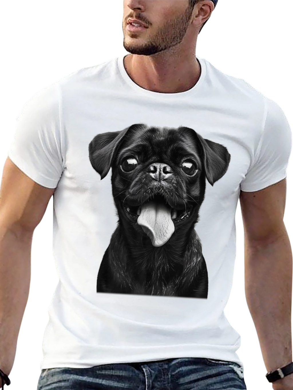 Black Pug Portrait Graphic Tee