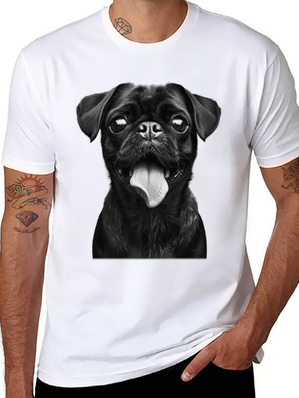 Black Pug Portrait Graphic Tee