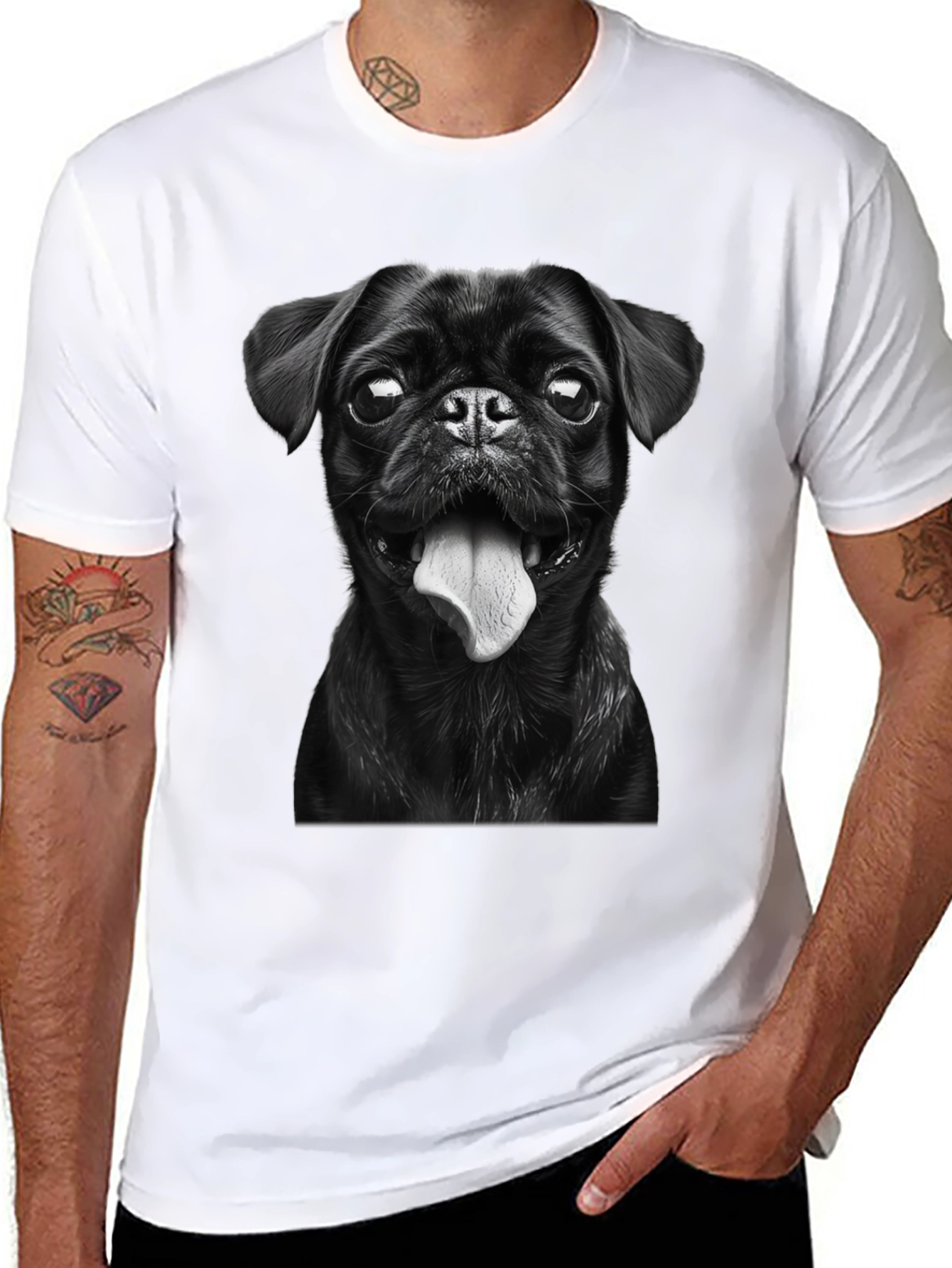 Black Pug Portrait Graphic Tee