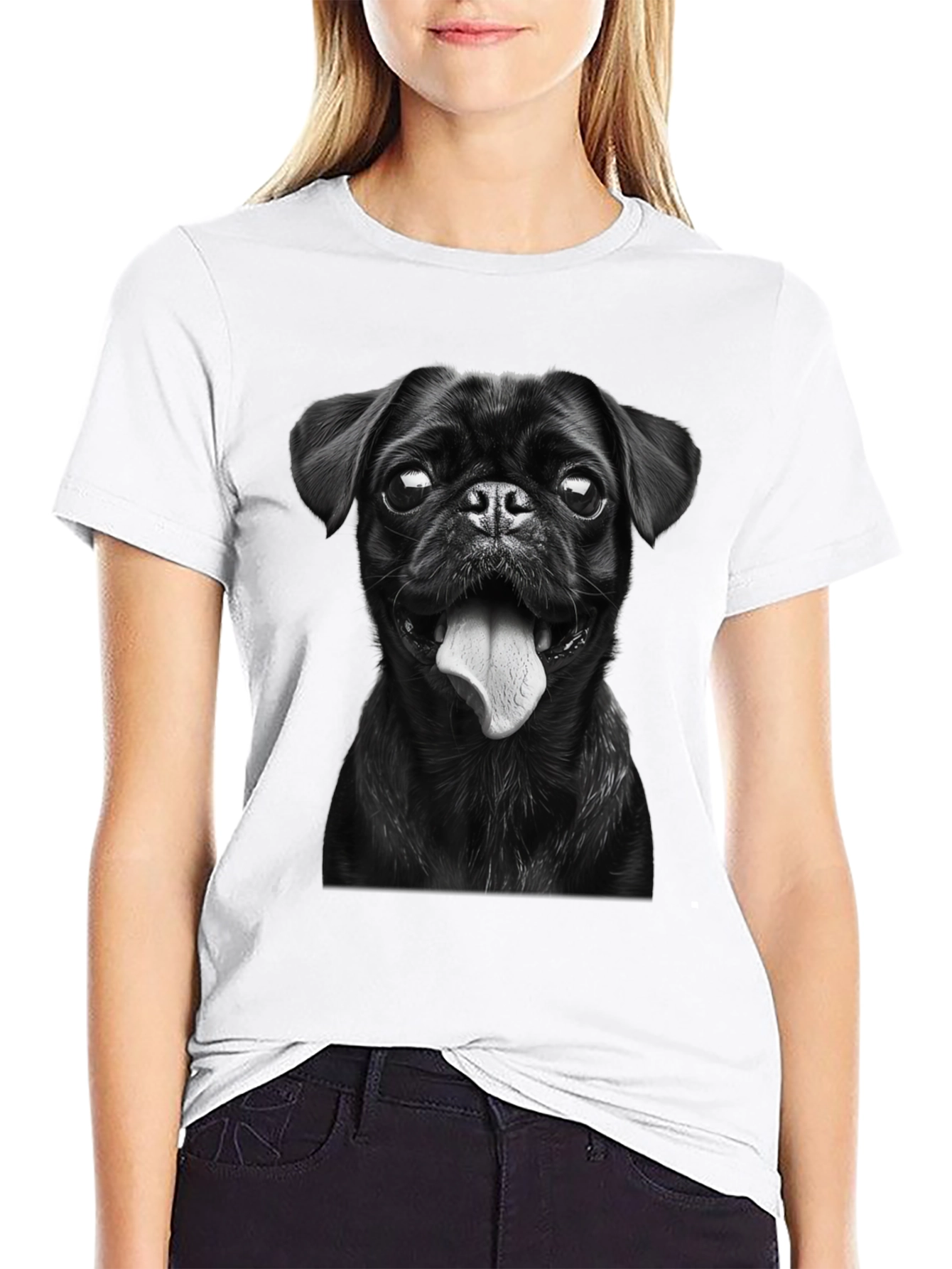 Black Pug Portrait Graphic Tee