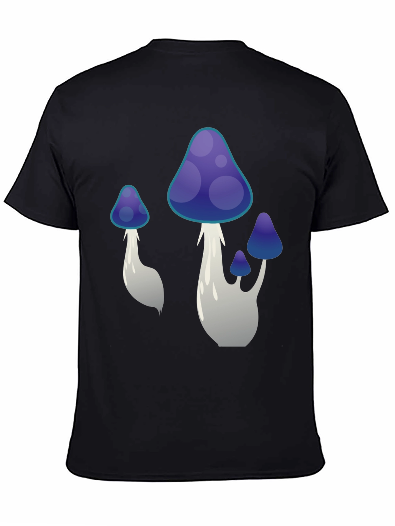 Funky Mushroom Graphic Tee - Black Cotton T-Shirt
