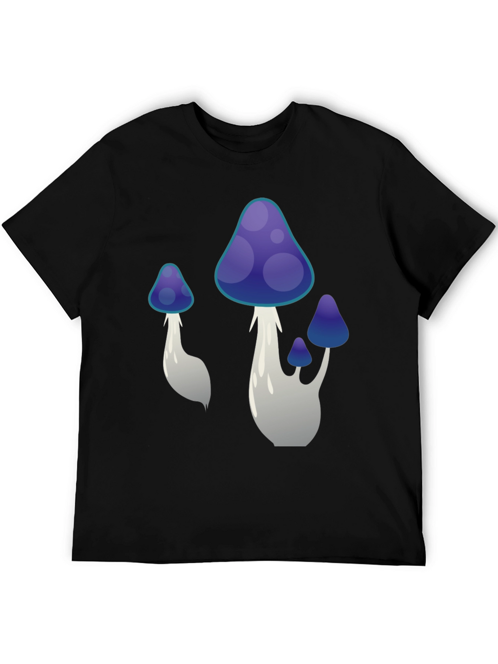 Funky Mushroom Graphic Tee - Black Cotton T-Shirt