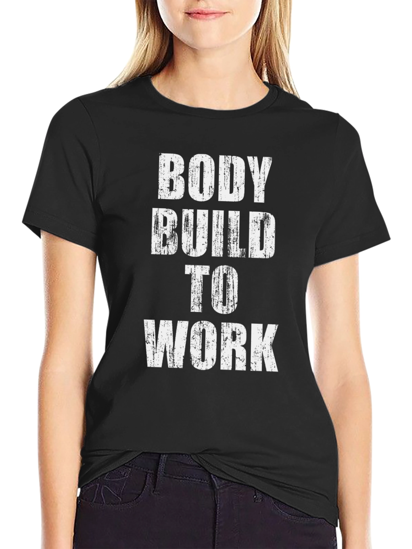 Bodybuild To Work Graphic Tee - Black Cotton T-Shirt
