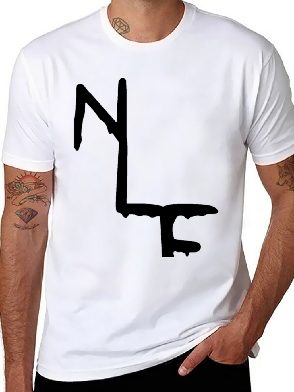 Modern Abstract Graphic Print Black T-Shirt