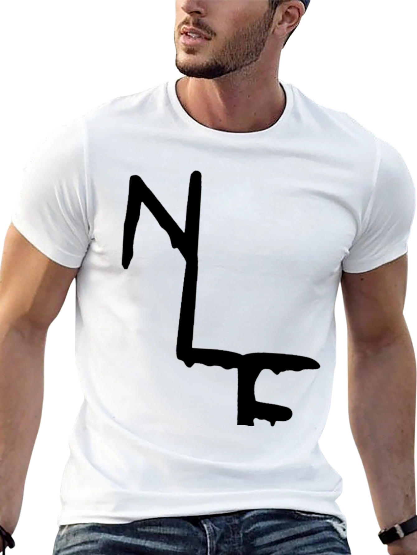 Modern Abstract Graphic Print Black T-Shirt