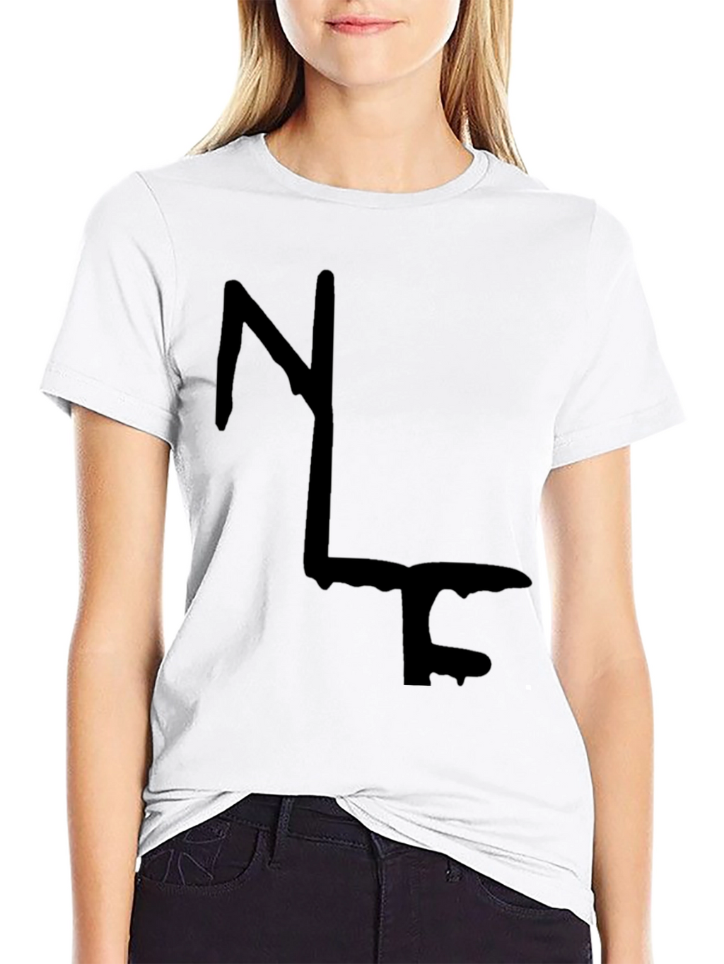 Modern Abstract Graphic Print Black T-Shirt