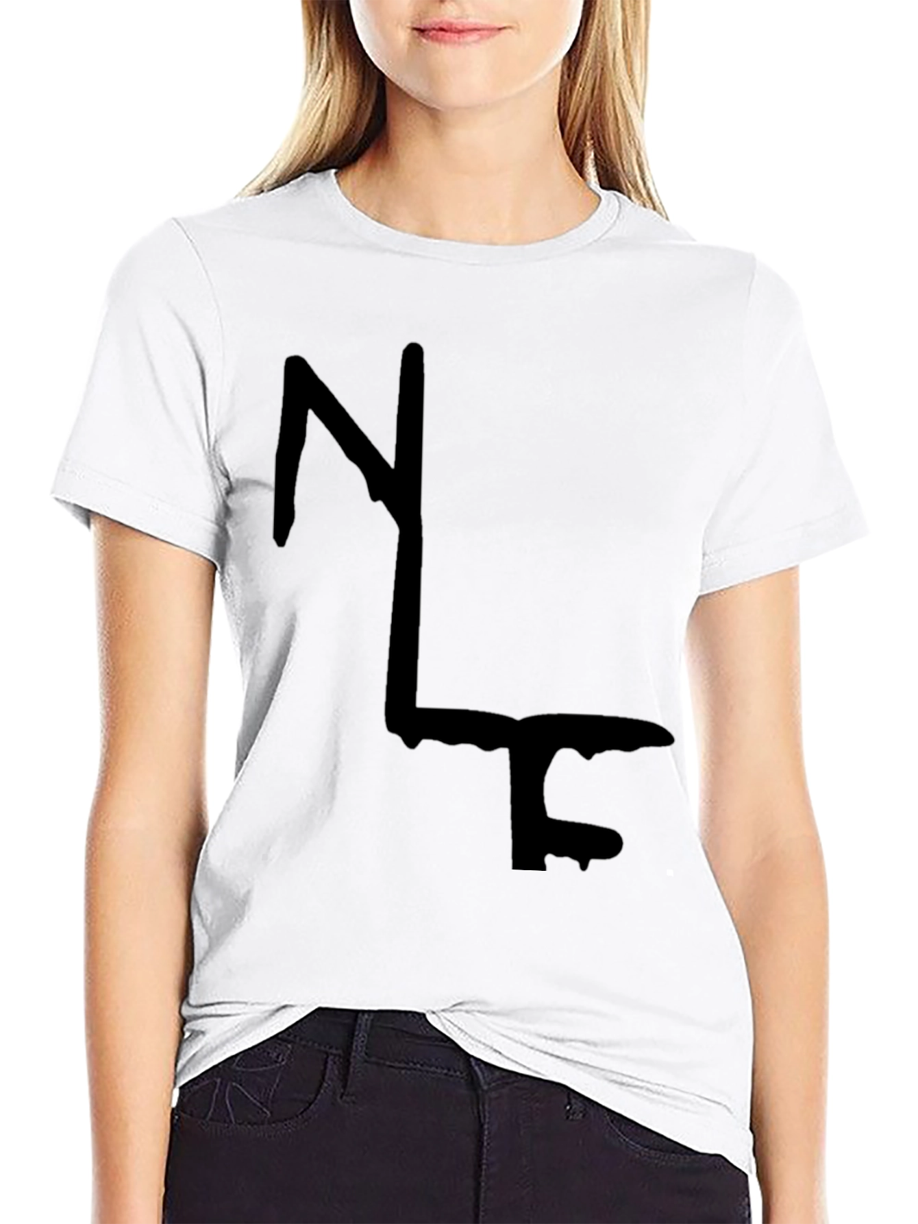 Modern Abstract Graphic Print Black T-Shirt