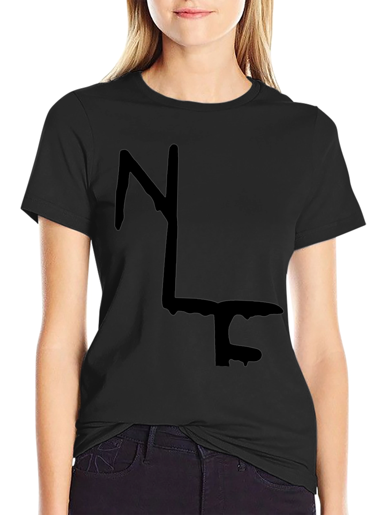 Modern Abstract Graphic Print Black T-Shirt