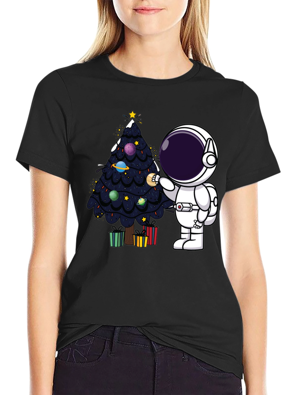 Astronaut Christmas Tree T-Shirt - Space Holiday Tee