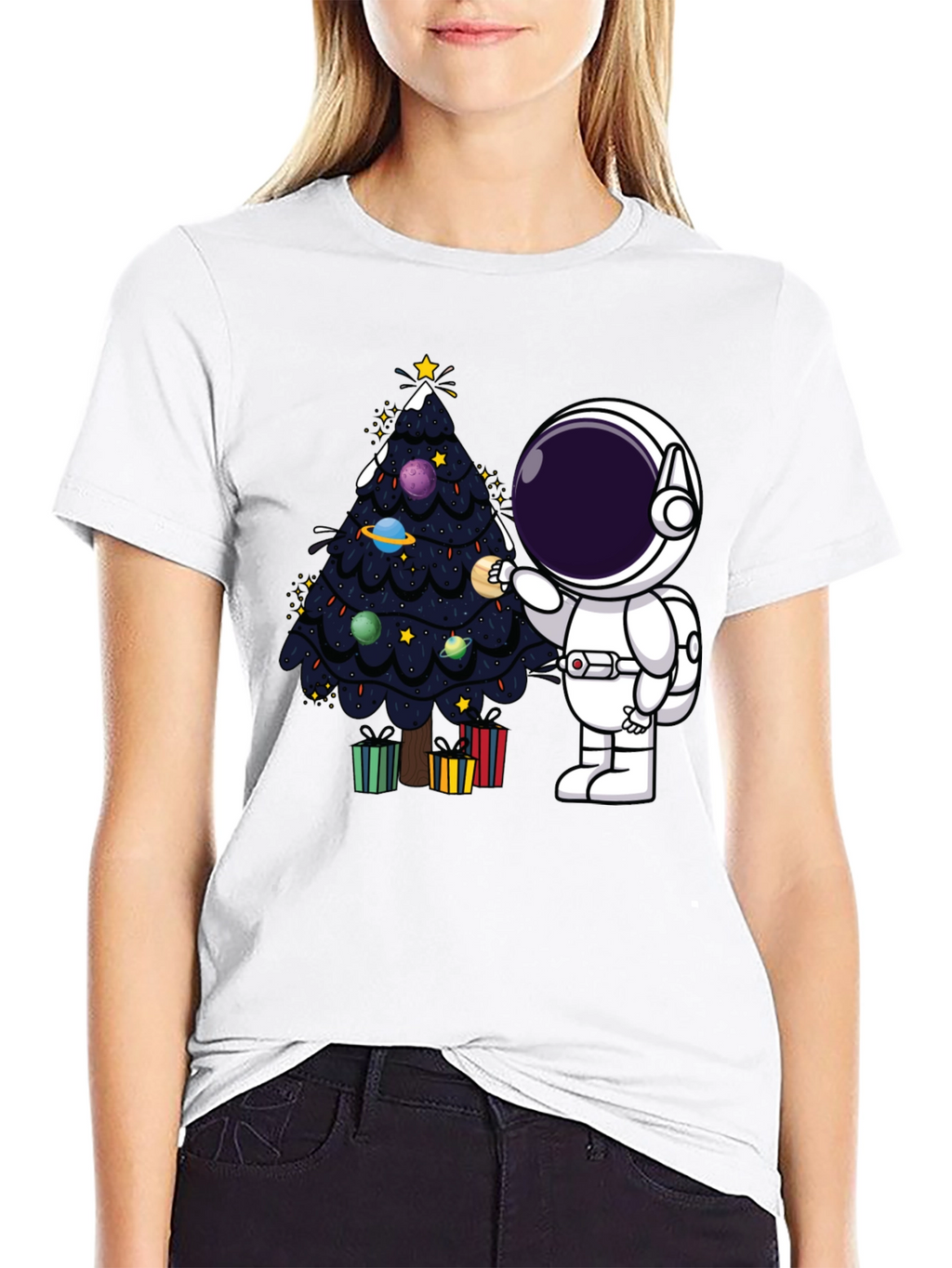 Astronaut Christmas Tree T-Shirt - Space Holiday Tee