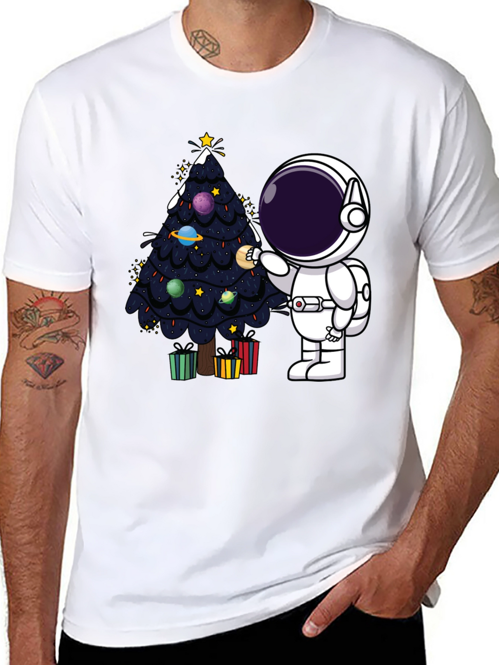 Astronaut Christmas Tree T-Shirt - Space Holiday Tee