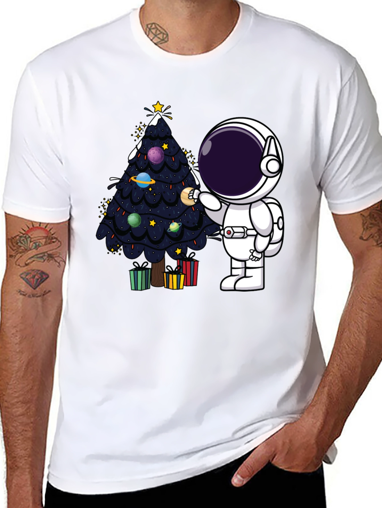 Astronaut Christmas Tree T-Shirt - Space Holiday Tee