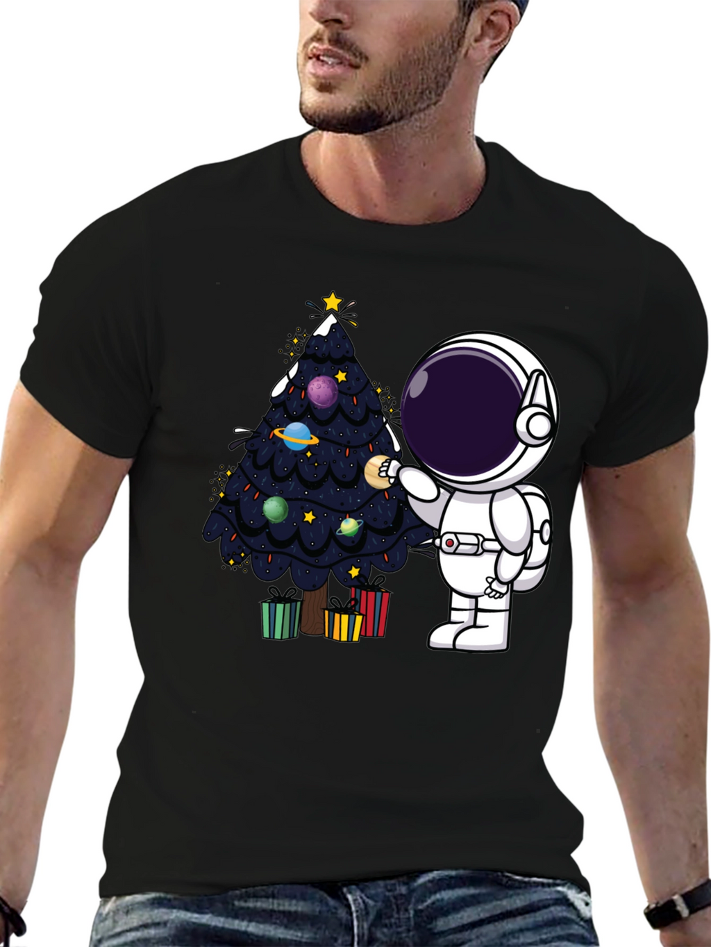 Astronaut Christmas Tree T-Shirt - Space Holiday Tee