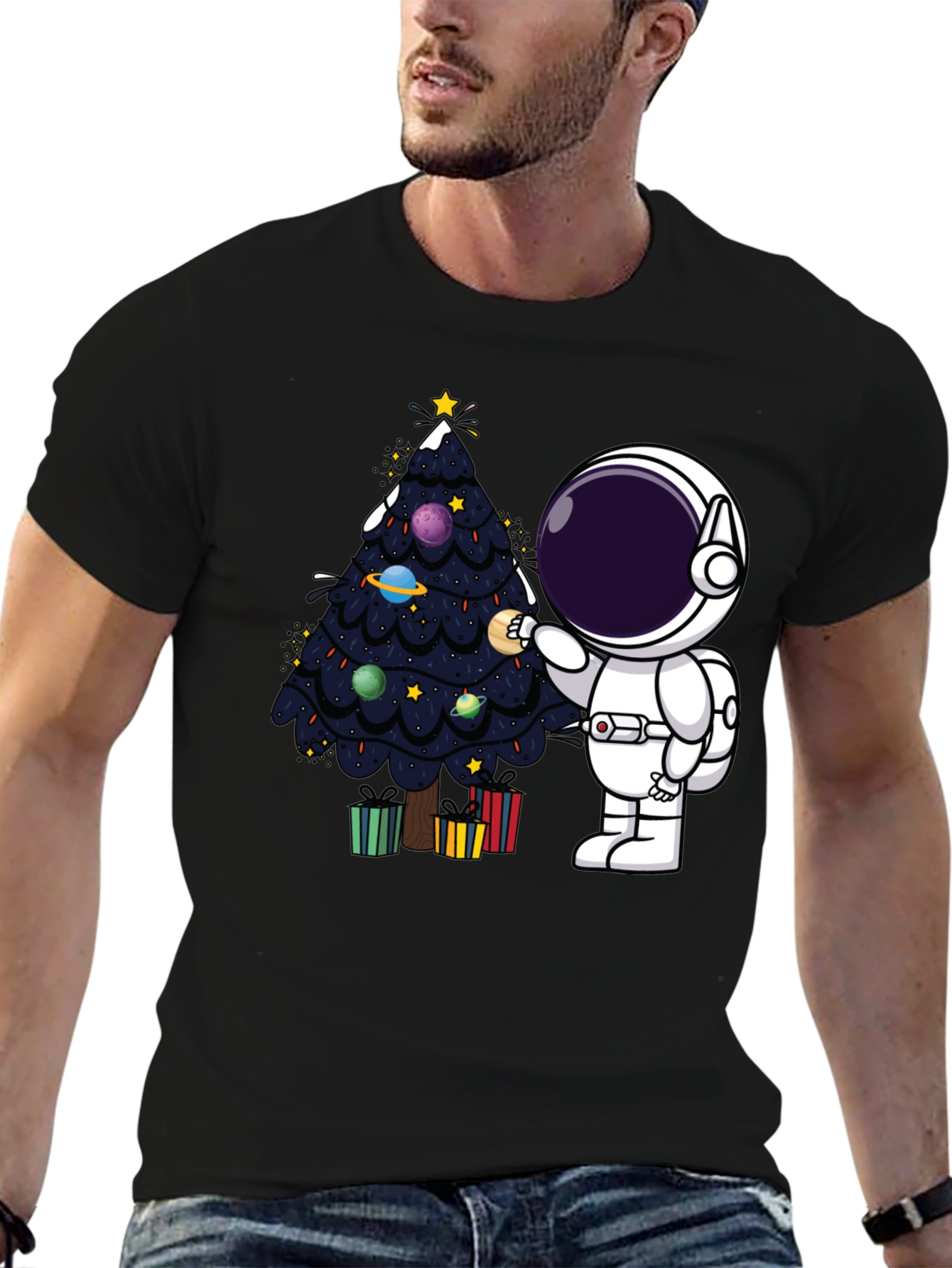 Astronaut Christmas Tree T-Shirt - Space Holiday Tee
