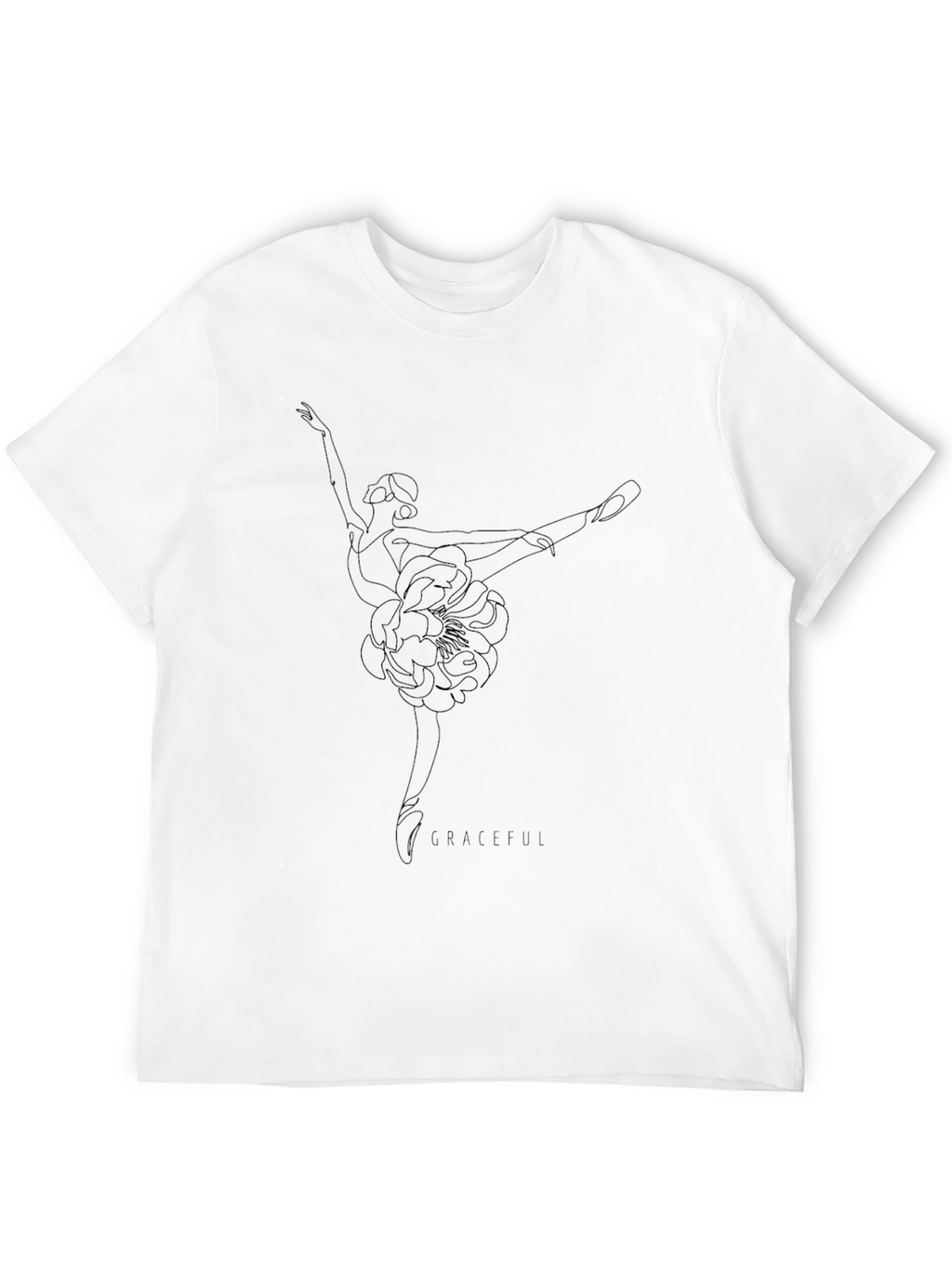 Elegant Black Tee with Subtle Floral Design