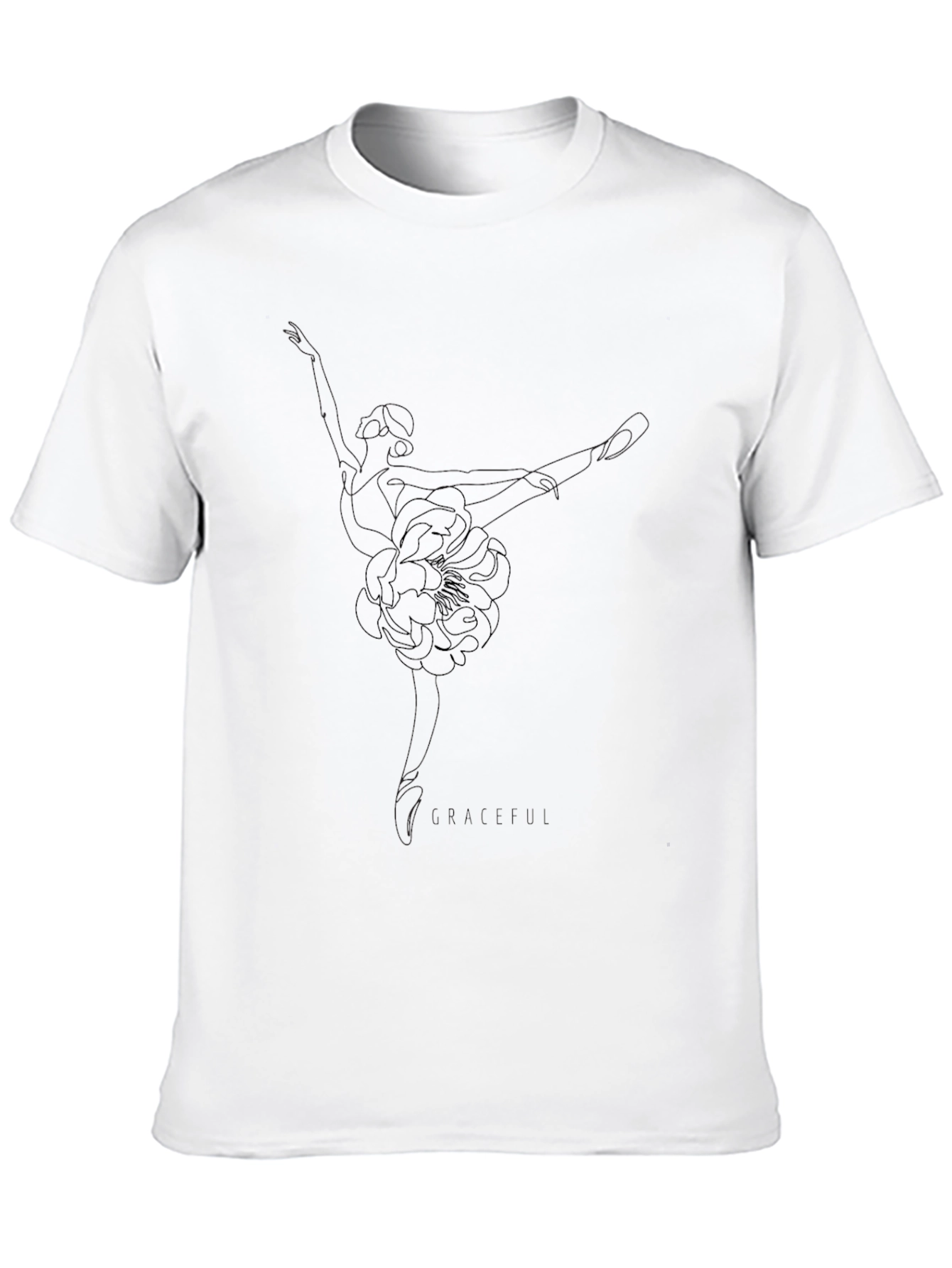 Elegant Black Tee with Subtle Floral Design