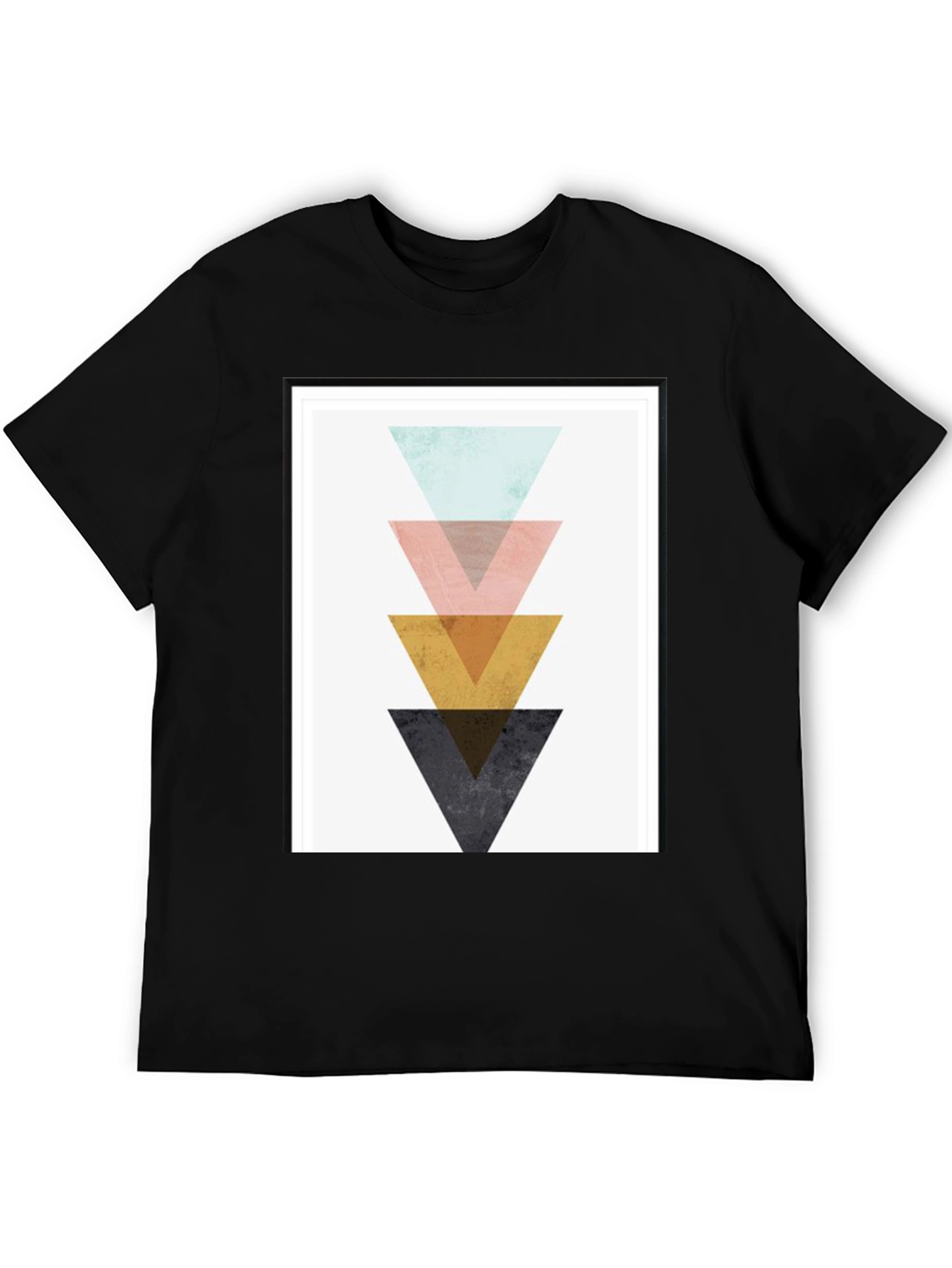 Geometric Triangle Graphic Print Black T-Shirt