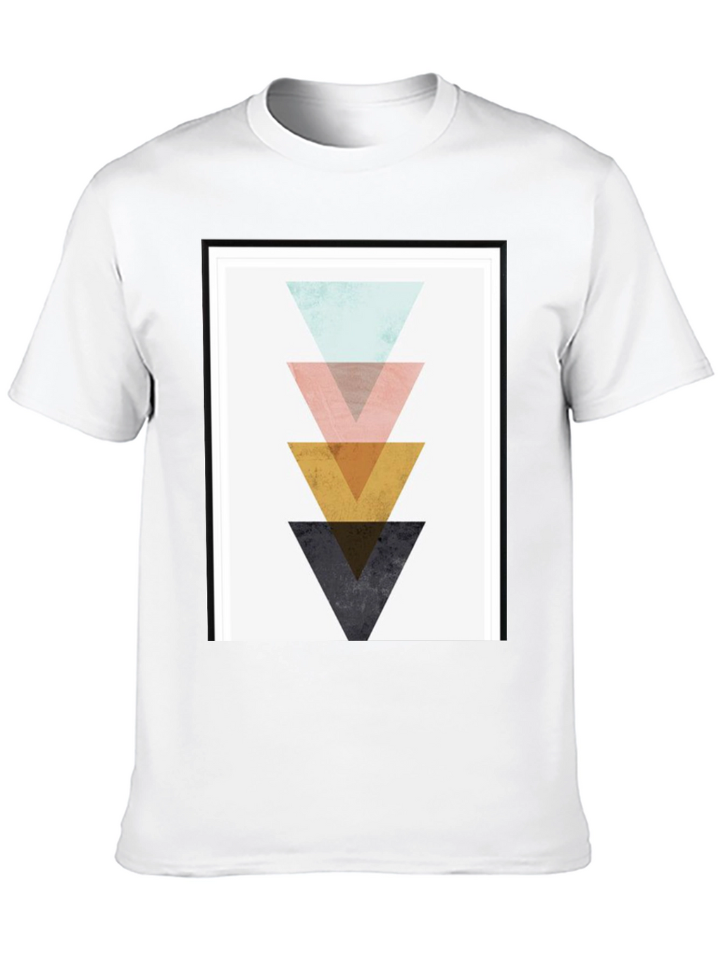 Geometric Triangle Graphic Print Black T-Shirt