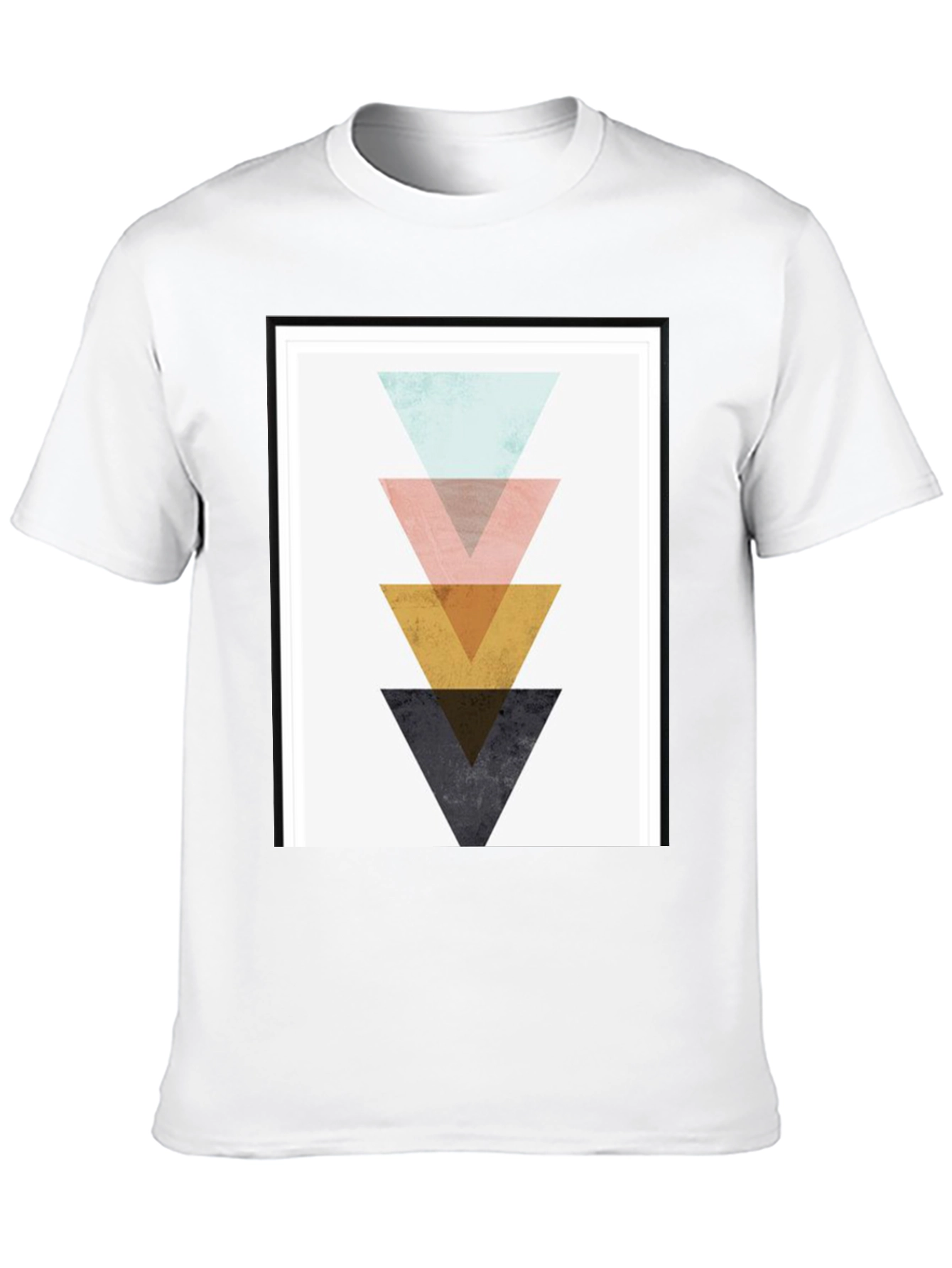 Geometric Triangle Graphic Print Black T-Shirt