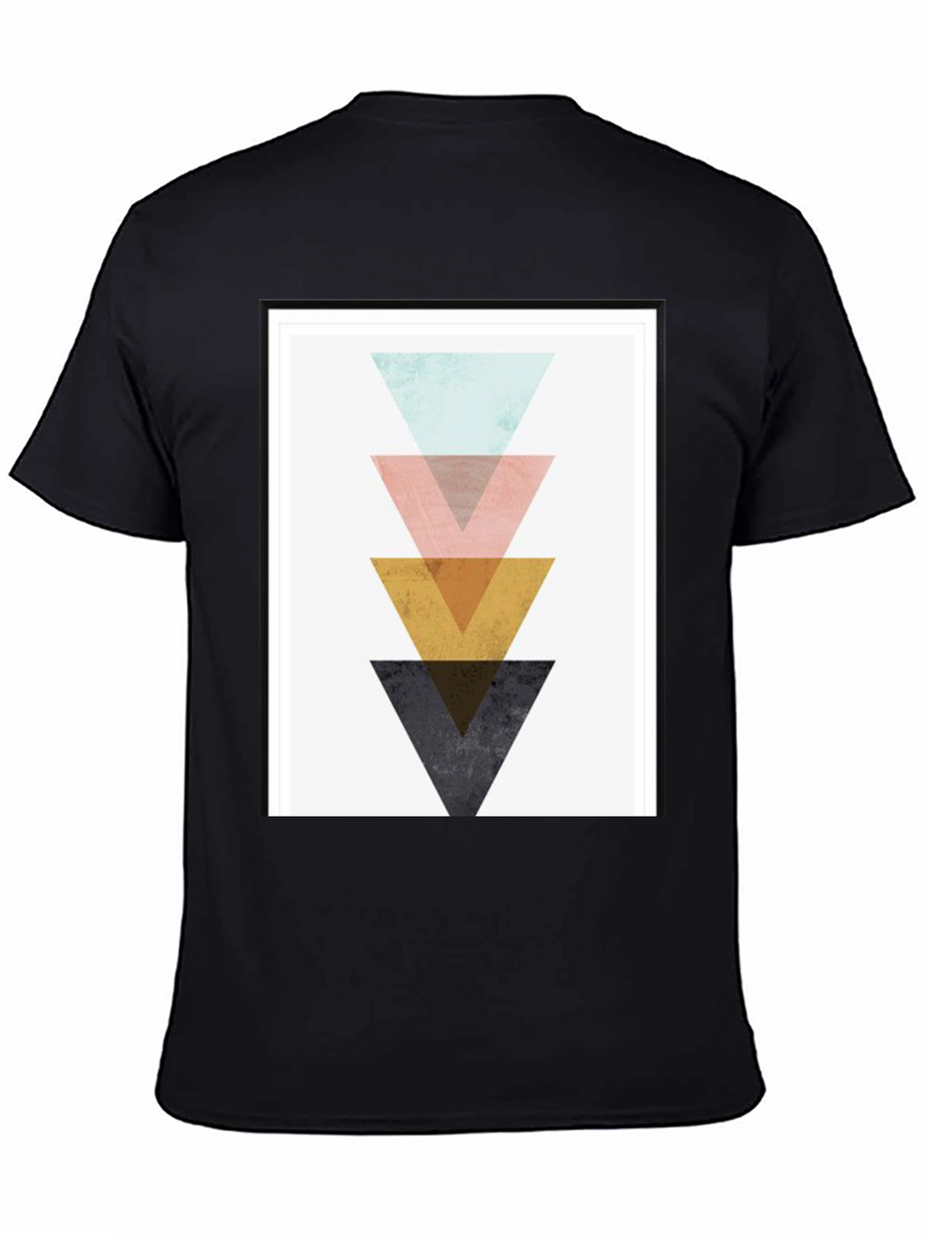 Geometric Triangle Graphic Print Black T-Shirt