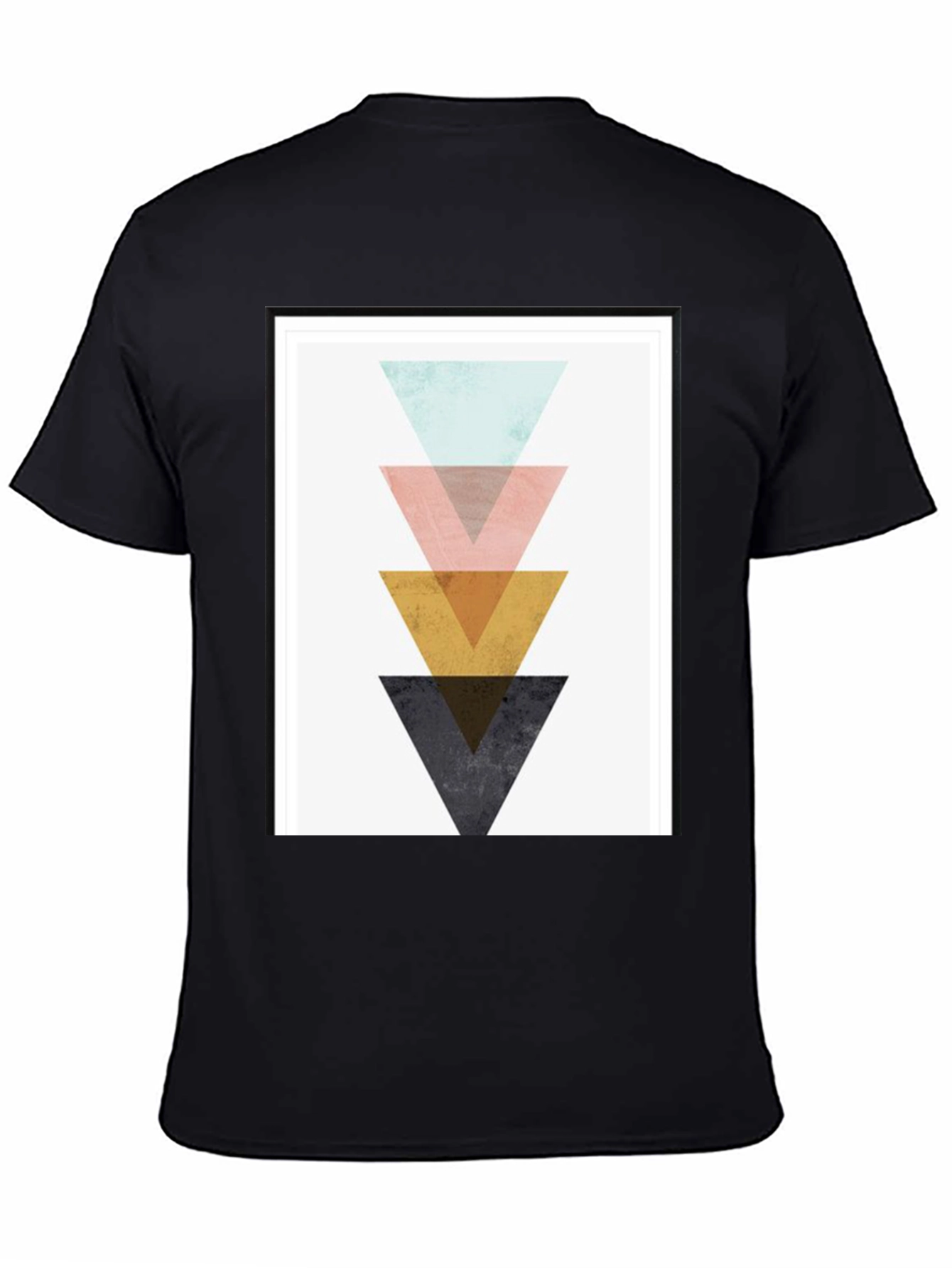 Geometric Triangle Graphic Print Black T-Shirt