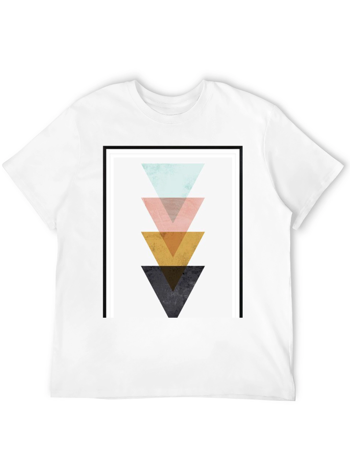 Geometric Triangle Graphic Print Black T-Shirt