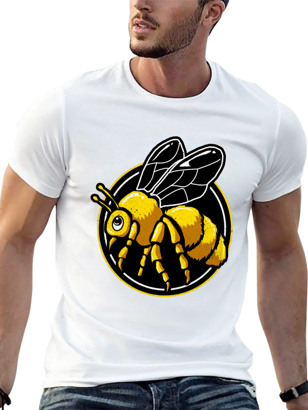 Bee Graphic Tee - Black Cotton T-Shirt