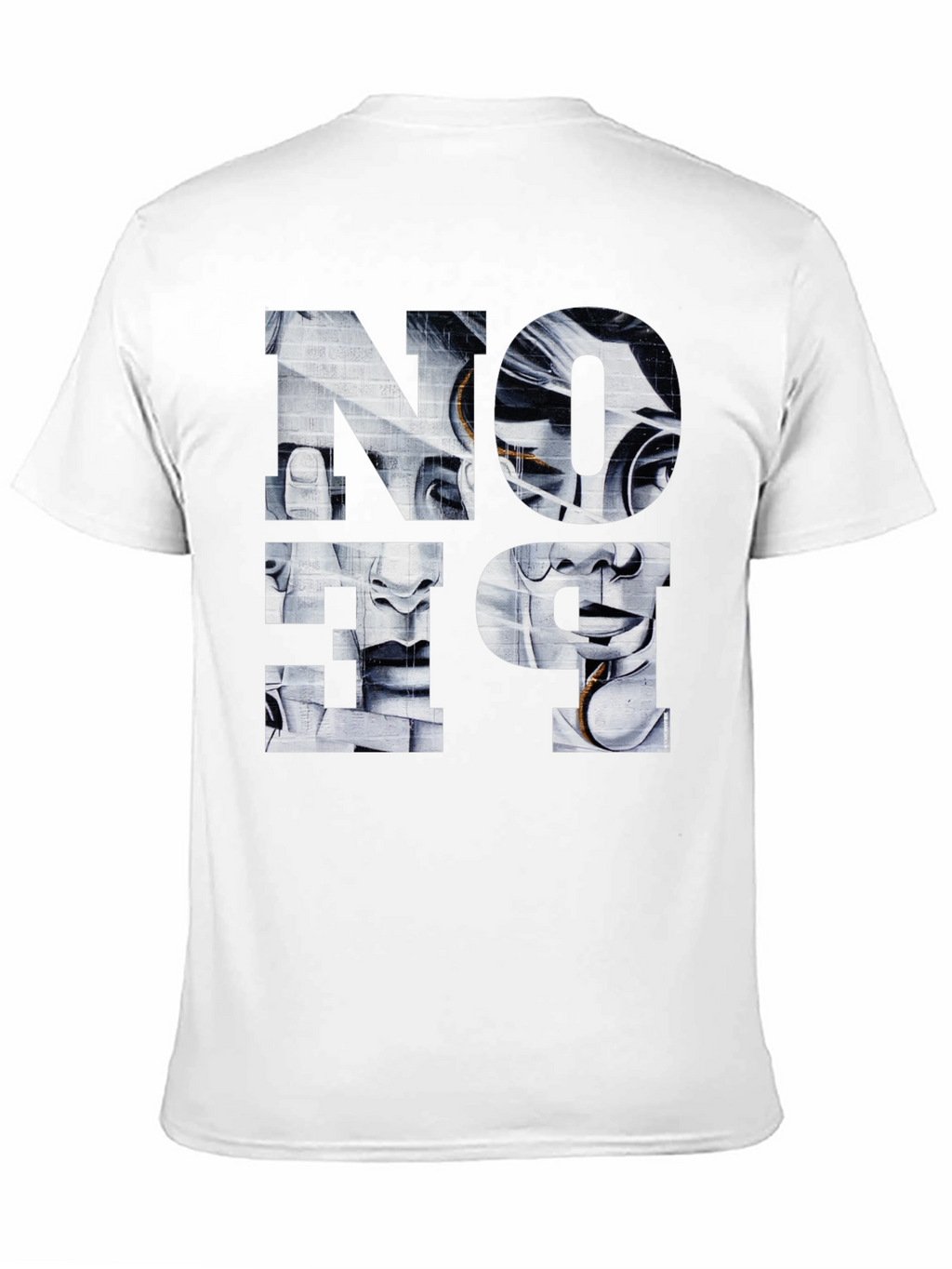 Abstract Face Graphic Print Black T-Shirt