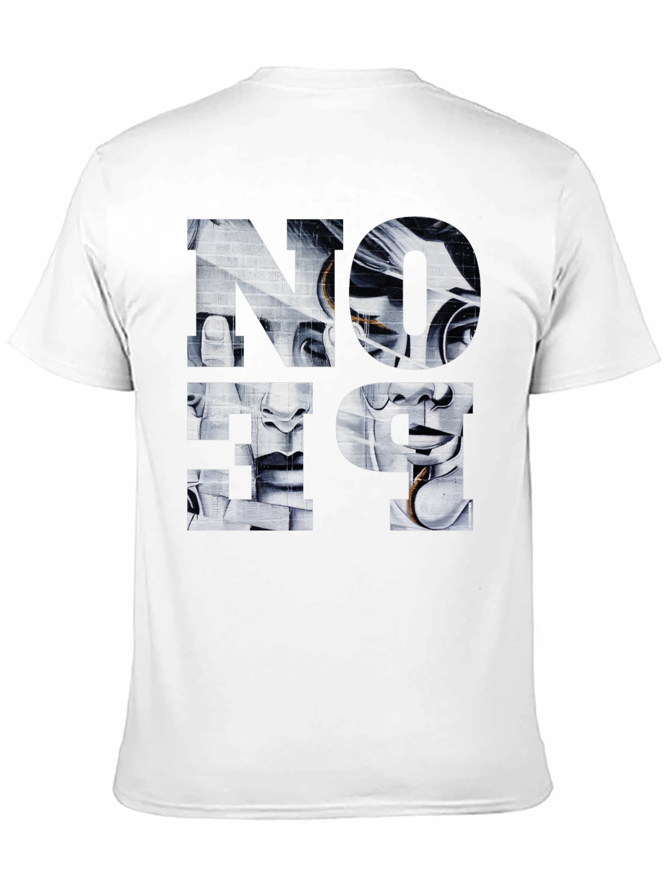 Abstract Face Graphic Print Black T-Shirt