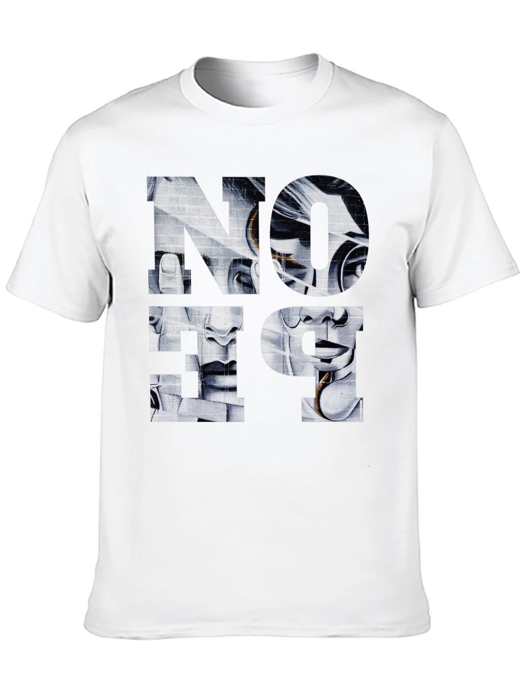 Abstract Face Graphic Print Black T-Shirt