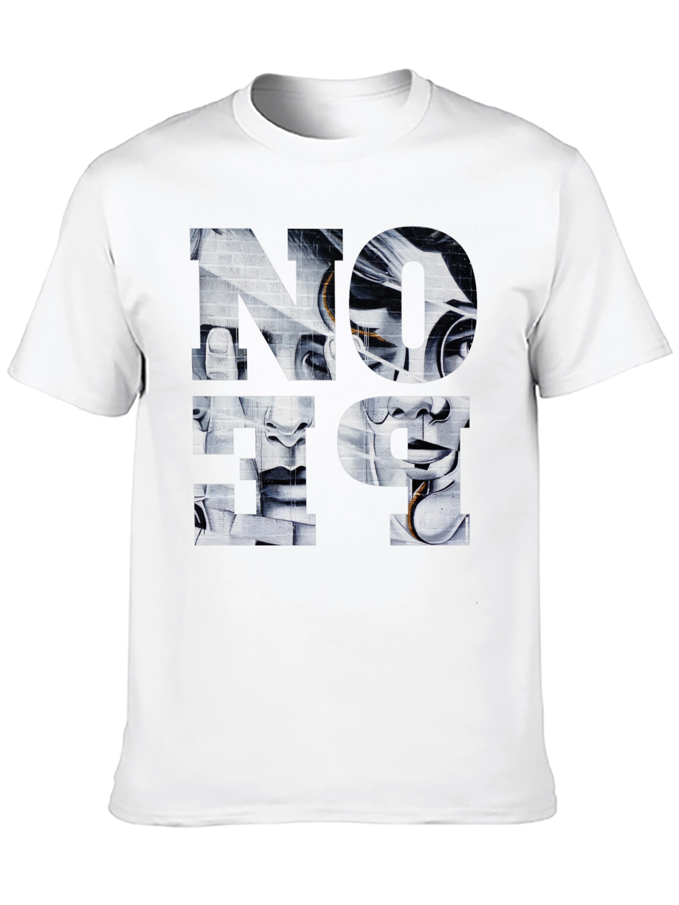 Abstract Face Graphic Print Black T-Shirt