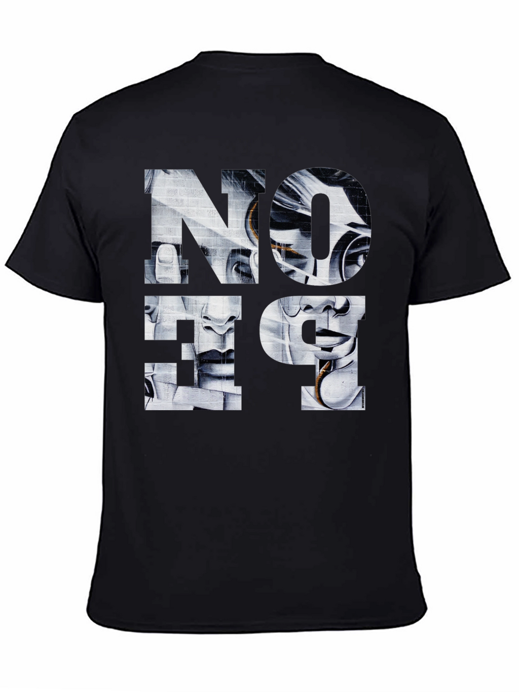 Abstract Face Graphic Print Black T-Shirt