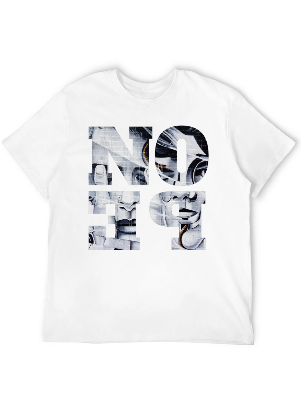 Abstract Face Graphic Print Black T-Shirt