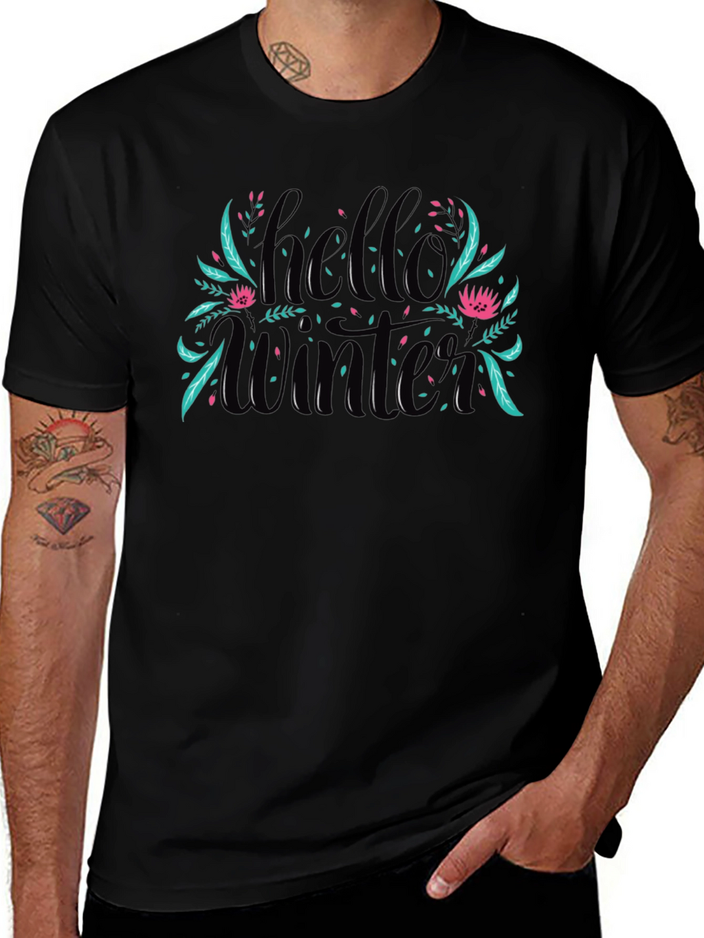 Hello Winter Graphic Tee - Black