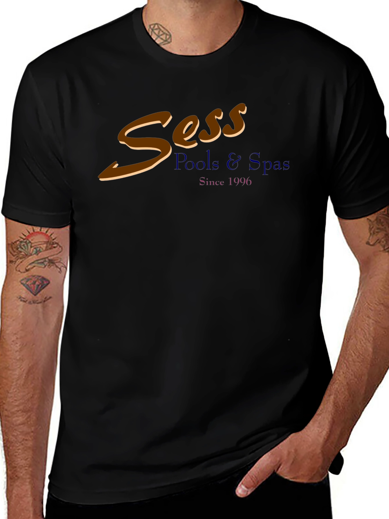 Sess Pools & Spa Black Graphic T-Shirt