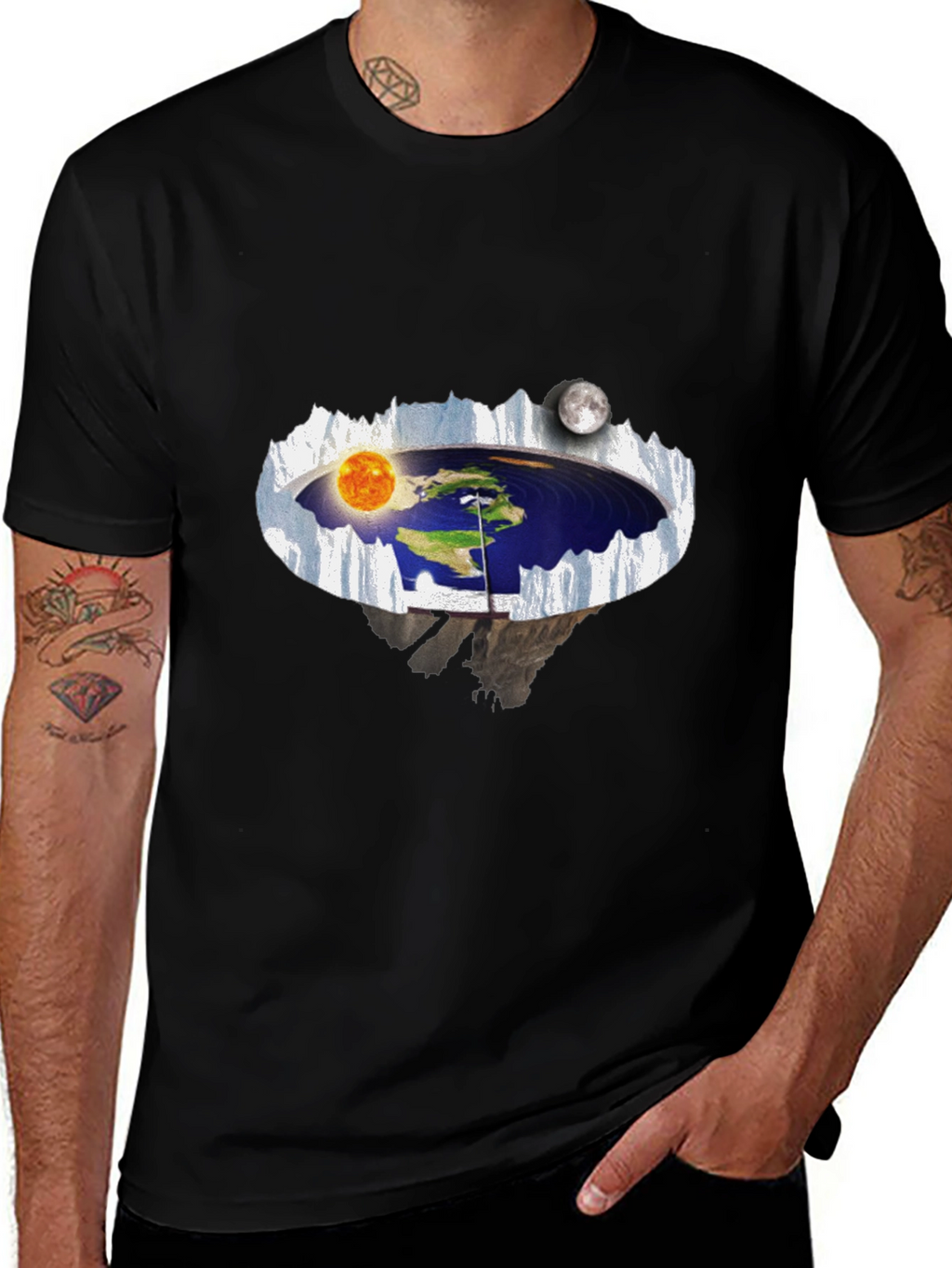 Flat Earth T-Shirt - Sun & Moon