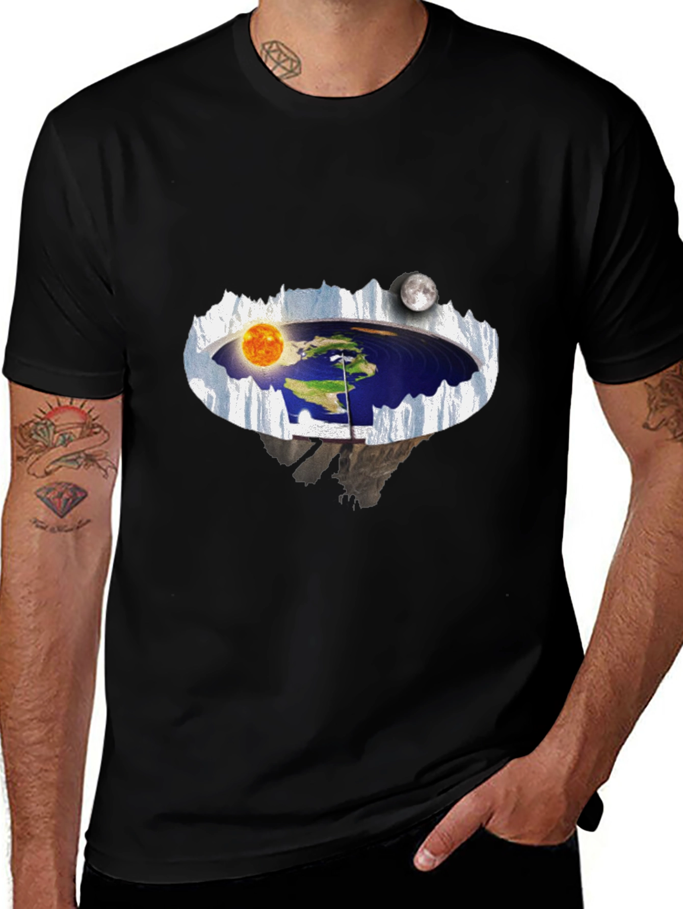 Flat Earth T-Shirt - Sun & Moon