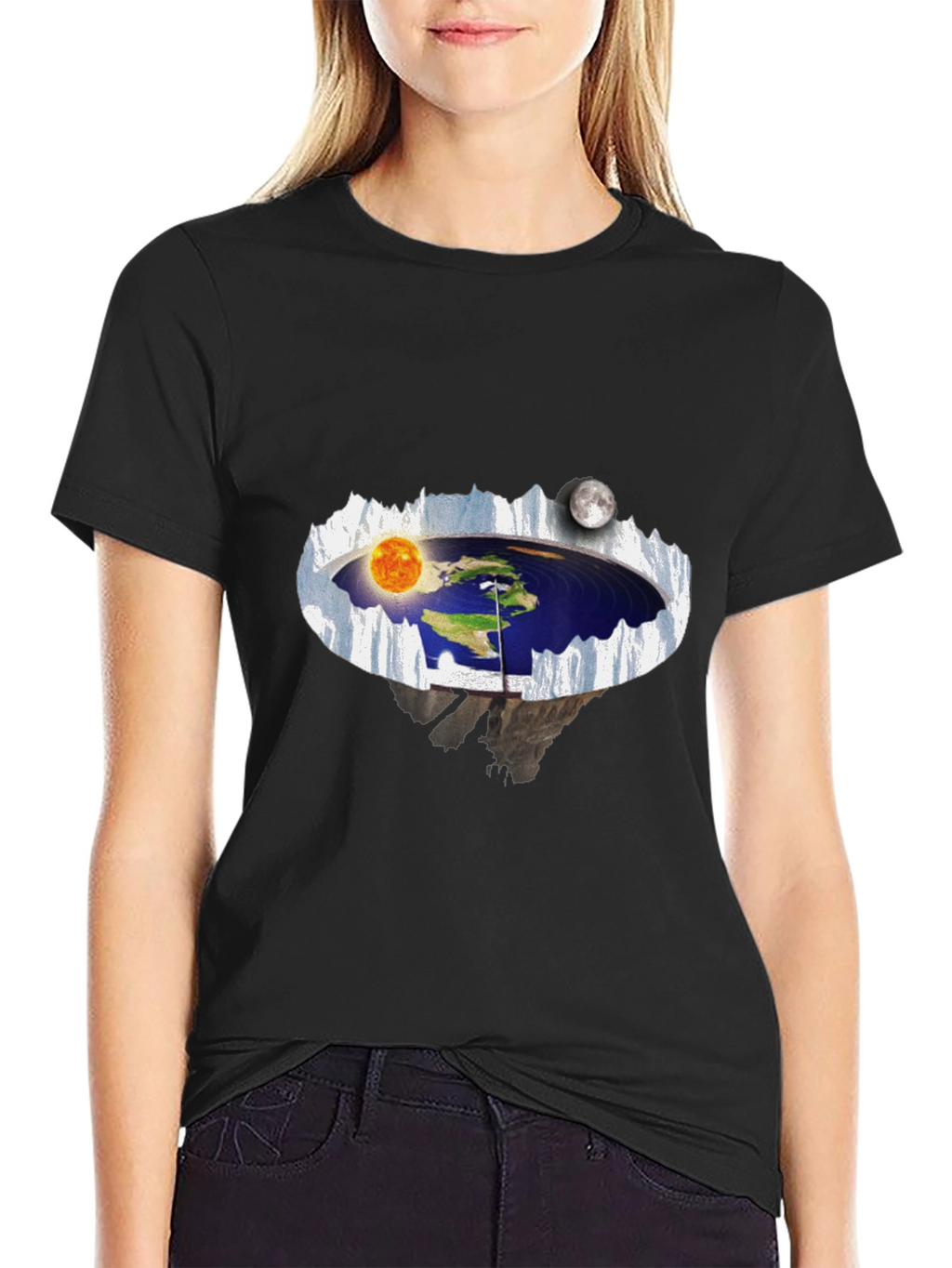 Flat Earth T-Shirt - Sun & Moon
