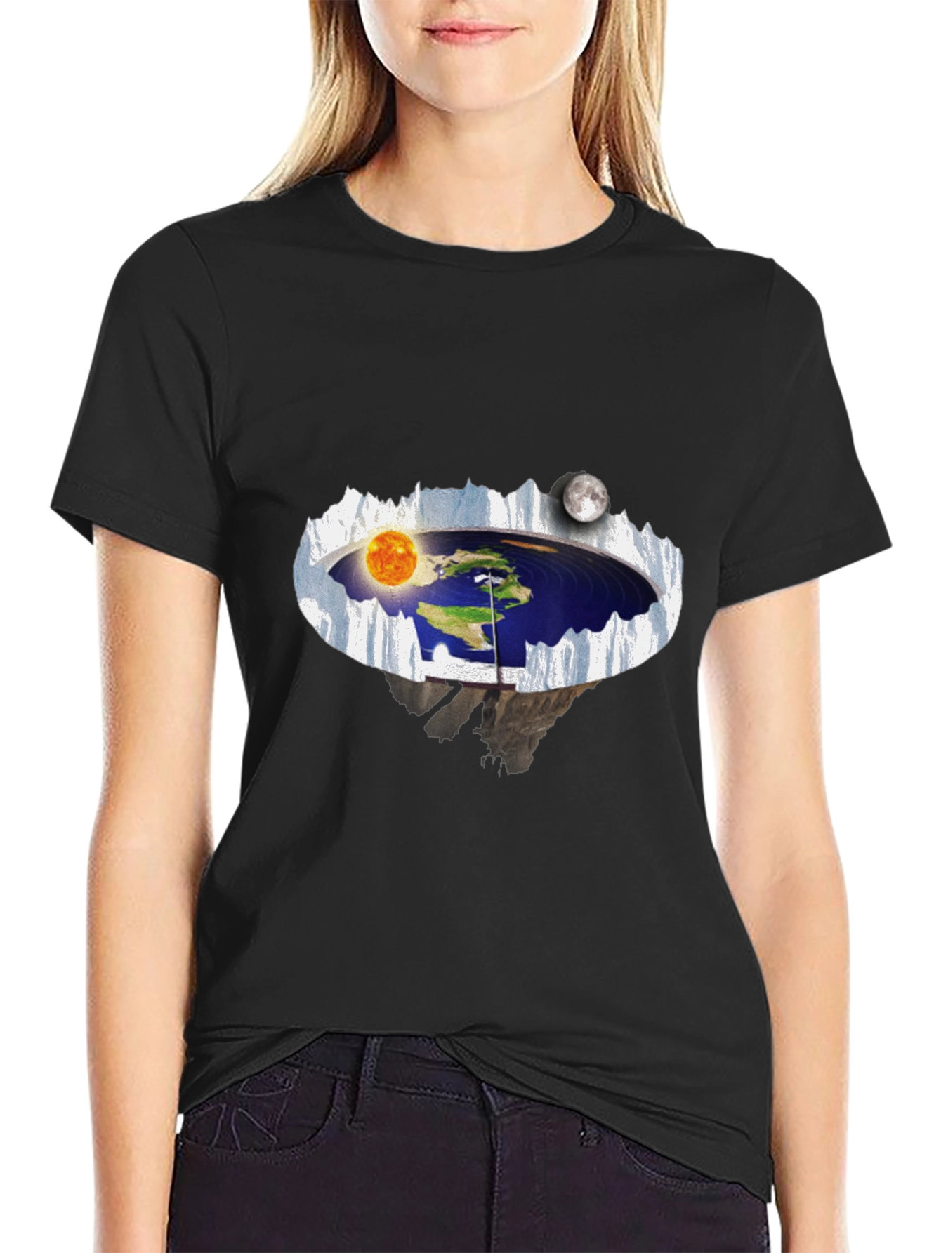 Flat Earth T-Shirt - Sun & Moon
