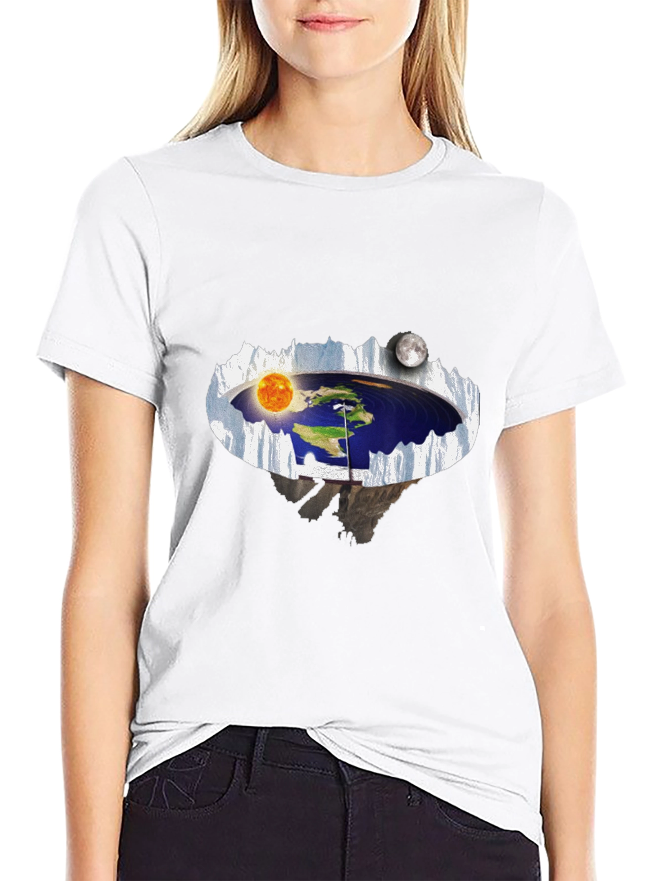 Flat Earth T-Shirt - Sun & Moon