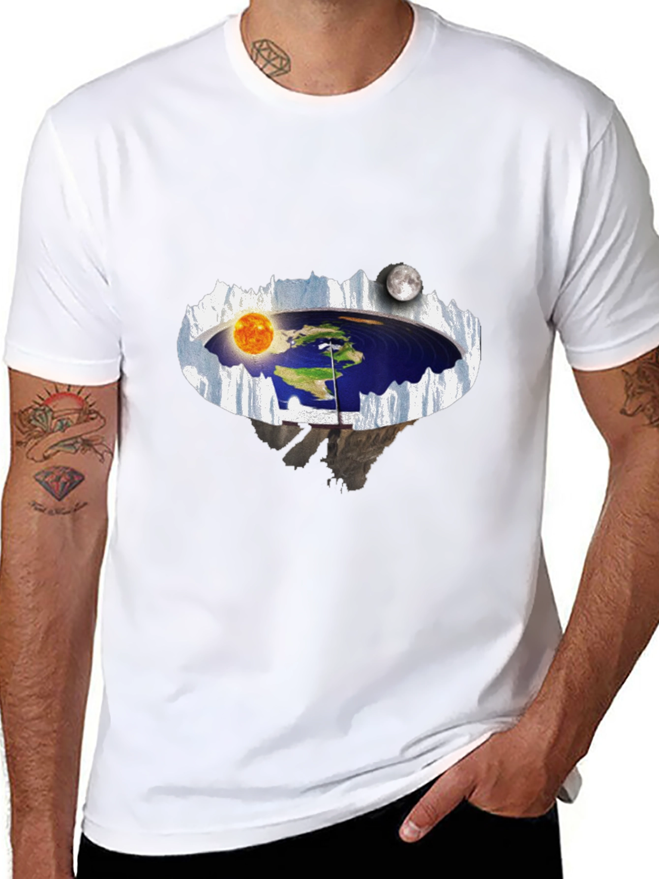 Flat Earth T-Shirt - Sun & Moon