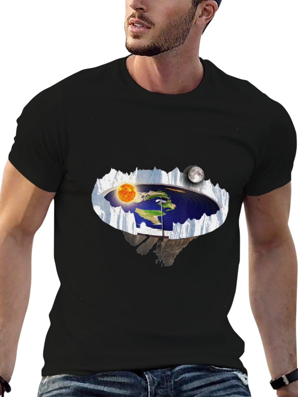Flat Earth T-Shirt - Sun & Moon