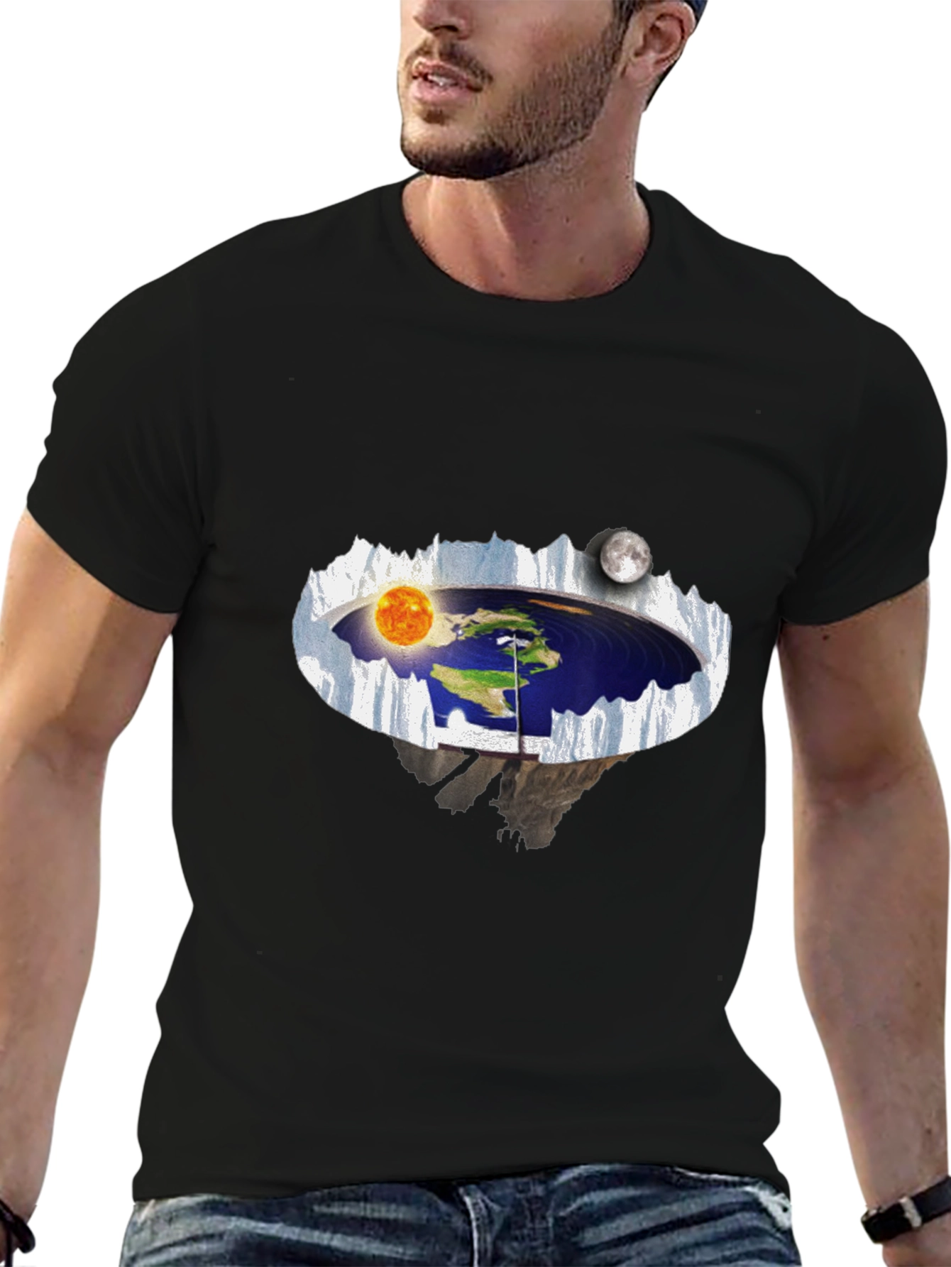Flat Earth T-Shirt - Sun & Moon