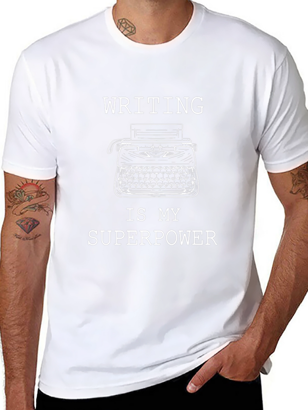 Writing is My Superpower Black Graphic Tee